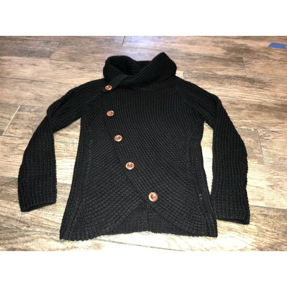 NWOT‎ Womens Acrylic Sweater Black Sz Small Button Down